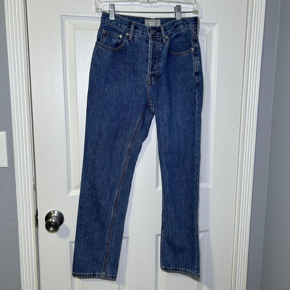 Everlane The 90s Cheeky Jean Women's 24 Blue High Rise Straight Button Fly NWOT